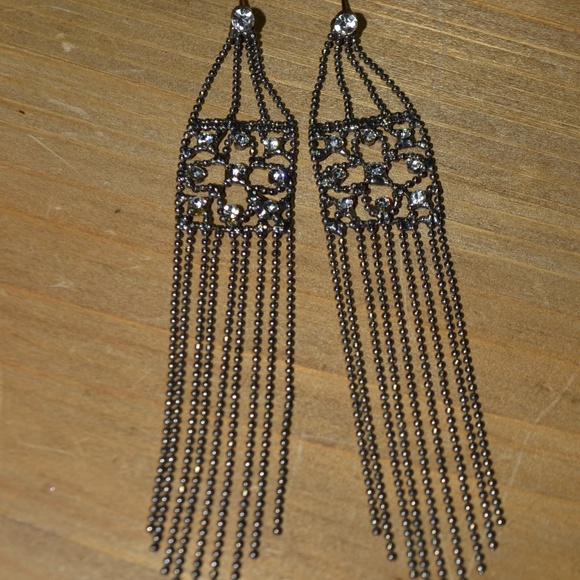 Jewelry - beautiful black rhinestone waterfall post earrings